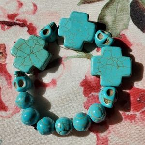 Handmade Bracelet Skull and Cross Beads